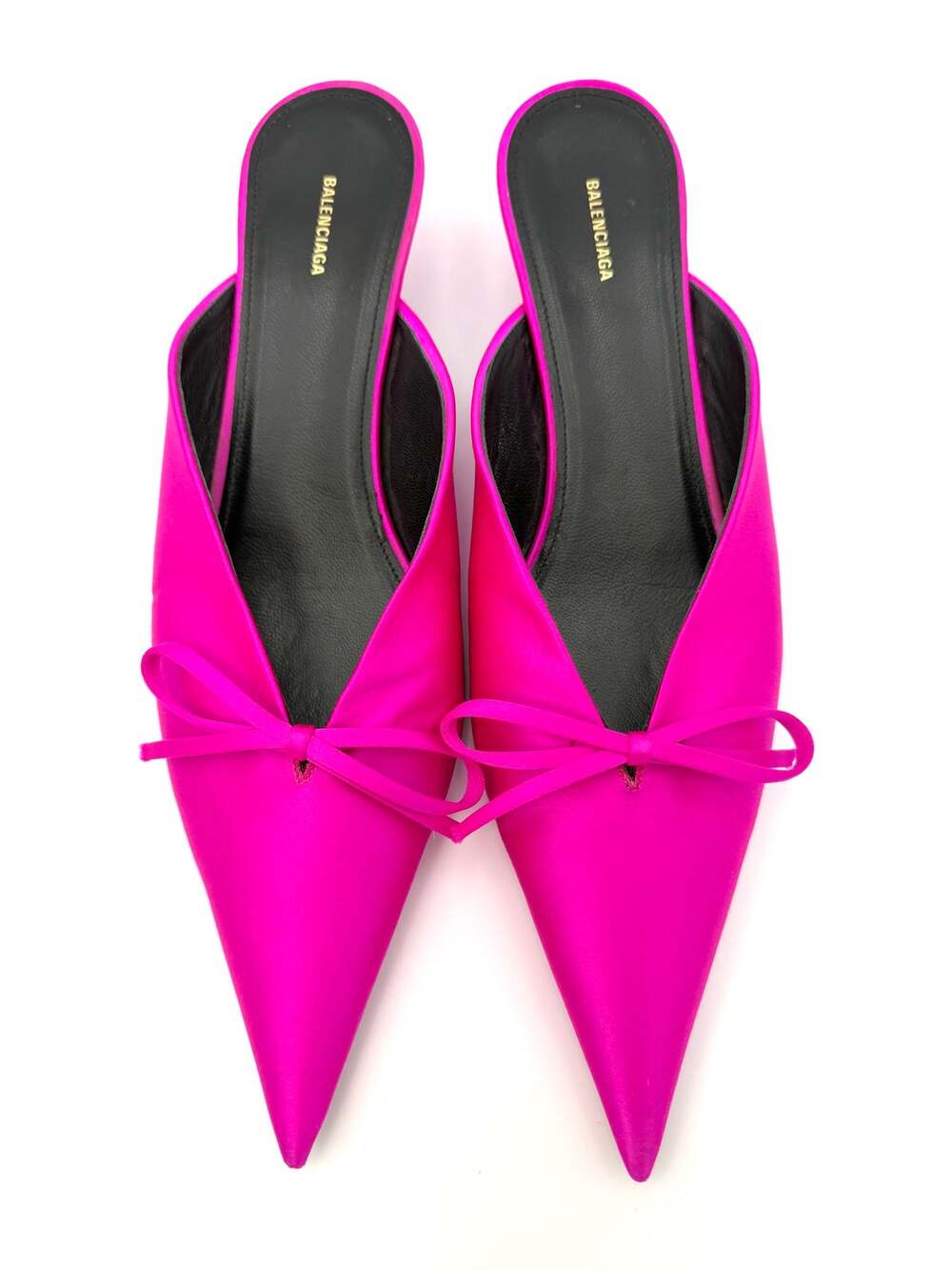 Authentic Balenciaga Satin Knife Mules Fuchsia Bright Pink Size 38.5 / 8.5